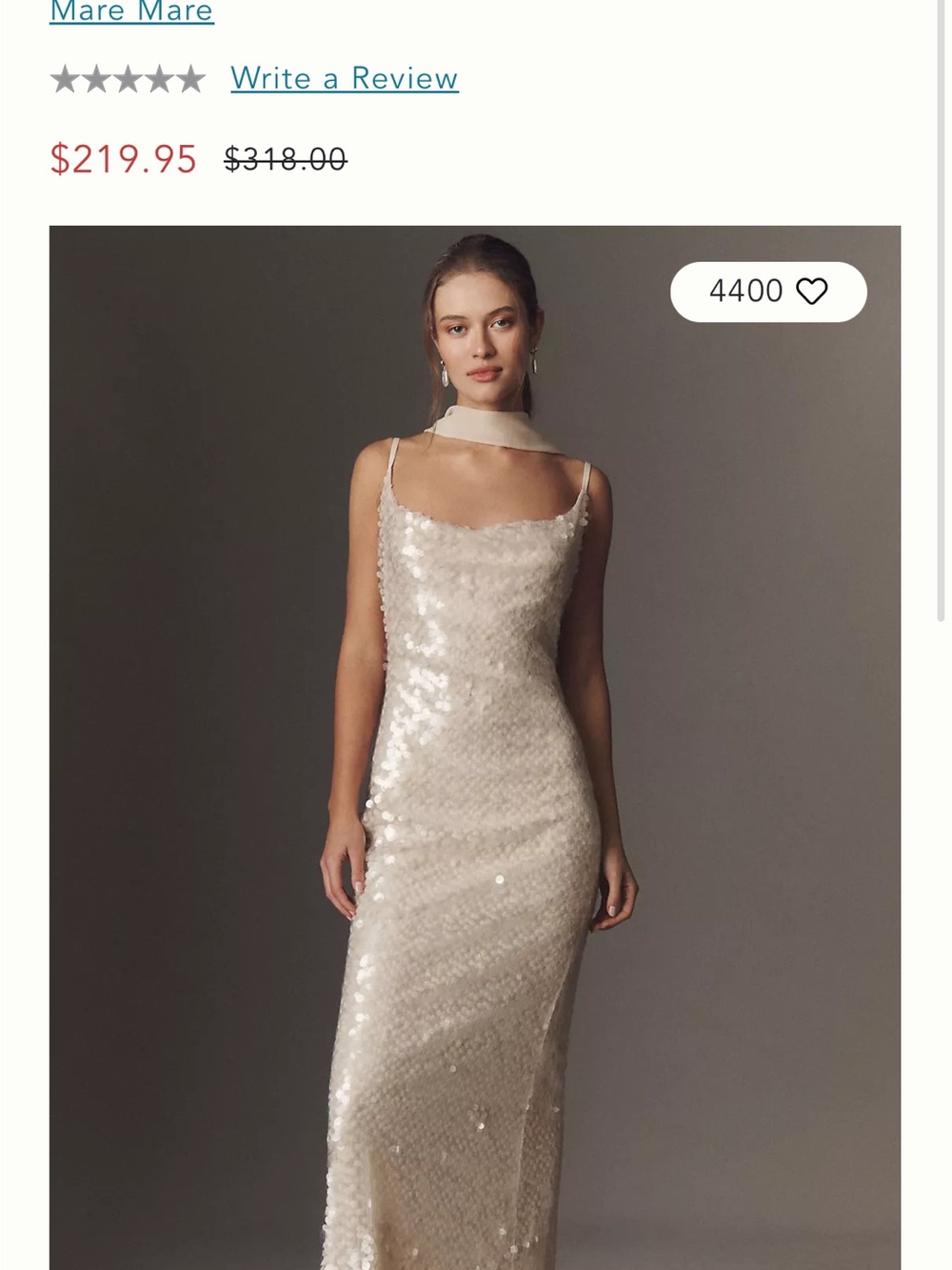 Anthropologie Ivory Sequin Maxi Slip Dress